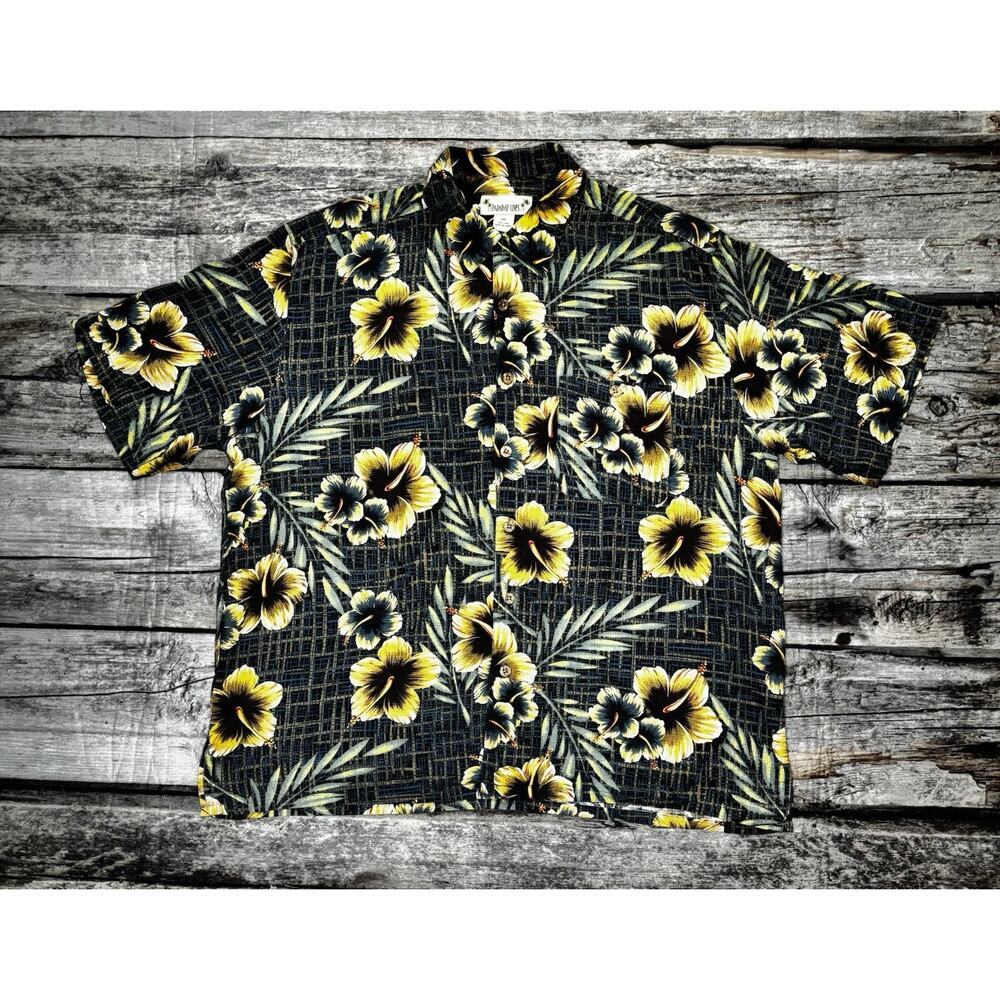 Paradise Coves Floral Hisbiscus Button Up Shirt Mens Size XXL Silk